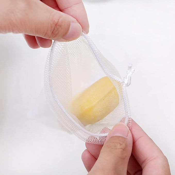 SHULLIN Foaming Net, Wash Net, Soap Storage Net, Set of 10, Soap Net, Soap Bag, Soap Mesh, Drawstring Bag, Mesh, For Soap and Facial Cleansing Baths - NewNest Australia