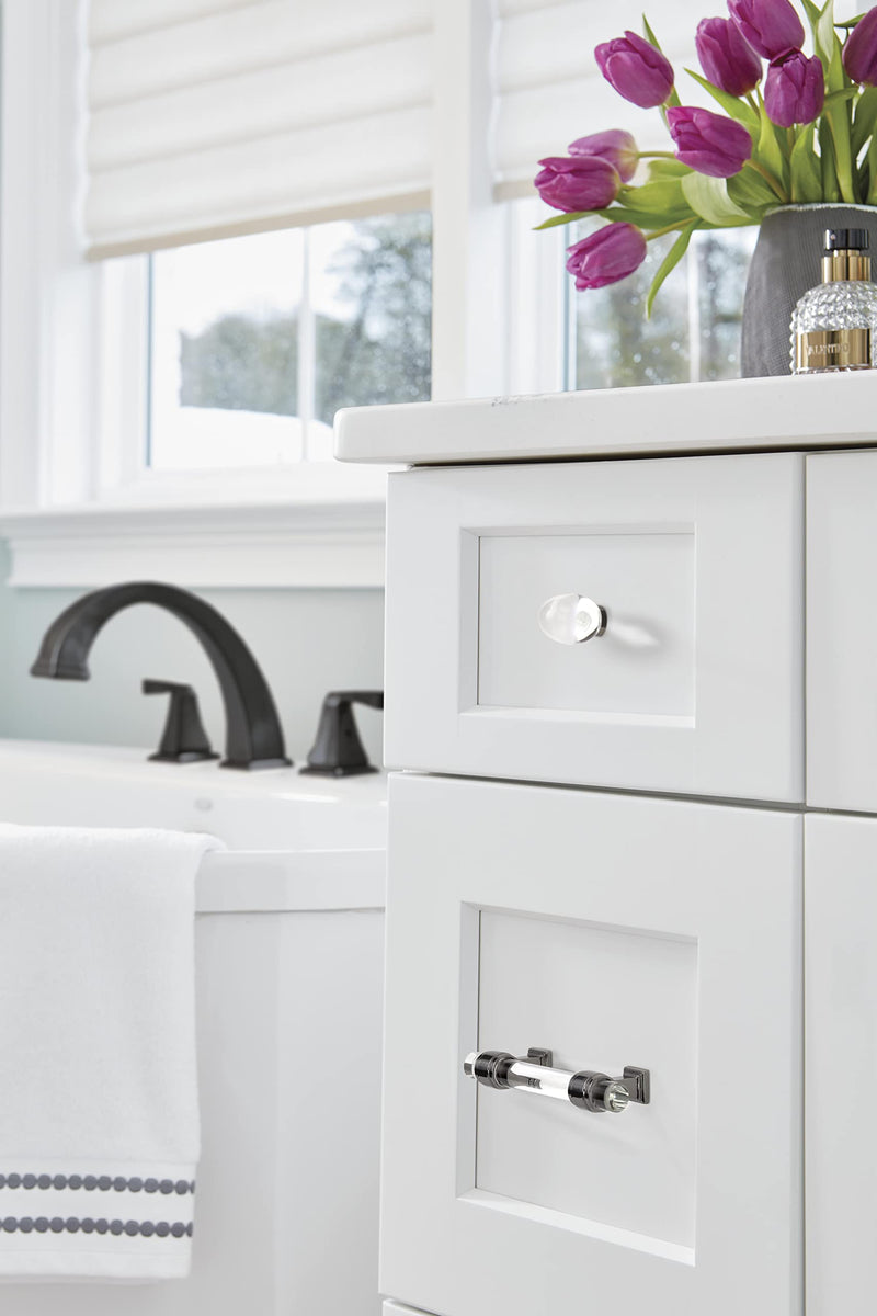 Amerock | Cabinet Pull | Clear/Gunmetal | 3 inch (76 mm) Center to Center | Glacio | 1 Pack | Drawer Pull | Drawer Handle | Cabinet Hardware 3 in (76 mm) Center-to-Center