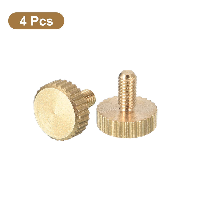 uxcell M3x6mm Knurled Thumb Screws, 4pcs Flat Knurled Head Fully Threaded Brass Thumb Screws Bolts Grip Knobs Fasteners 4