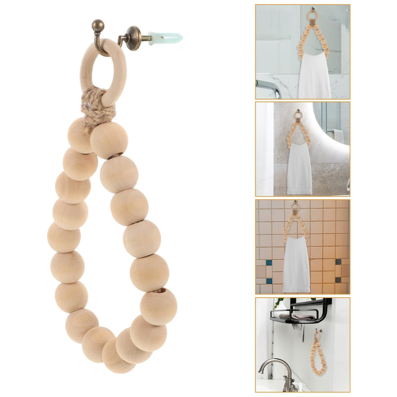 Wooden Bead Towel Ring Wall Mounted Towel Holder for Bathroom Hand Rack for Bathroom Space Saving Hand Rack for Kitchen Fits Towels Face Towels Rags