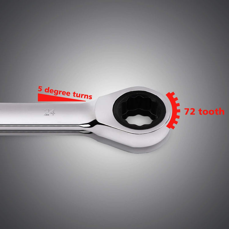 Egofine 10mm Ratcheting Combination Wrench Metric, Industrial Grade Gear Spanner with 12-Point Design, 72-Tooth Ratchet, Chrome Vanadium Steel