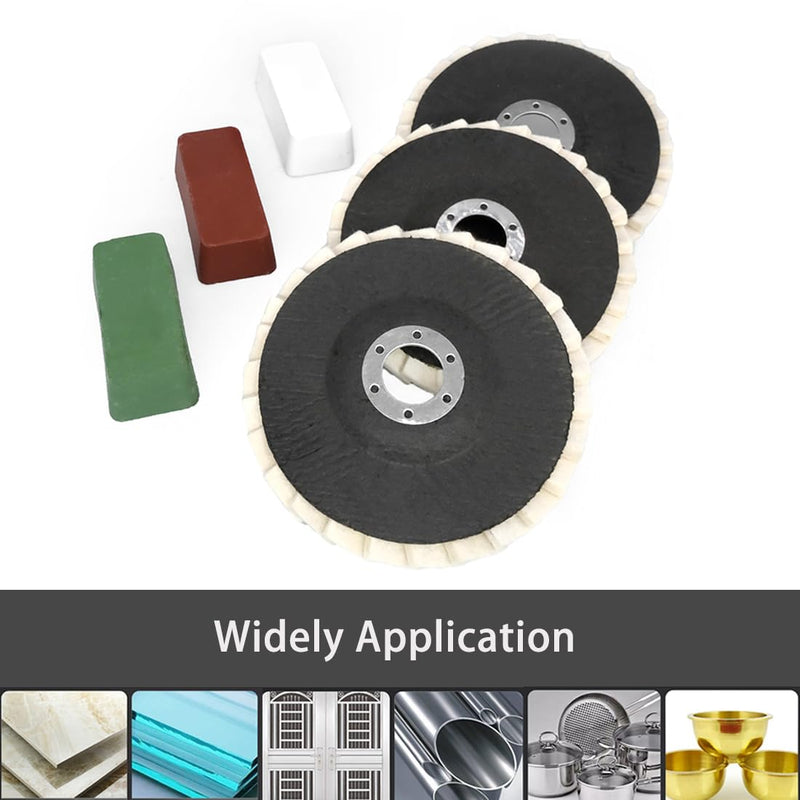 5" Buffing Polishing Wheels Felt Flap Disc and Polishing Compounds Set for Metals Stainless Steel Aluminum Fiberglass Plastic 5 Inch 6.0