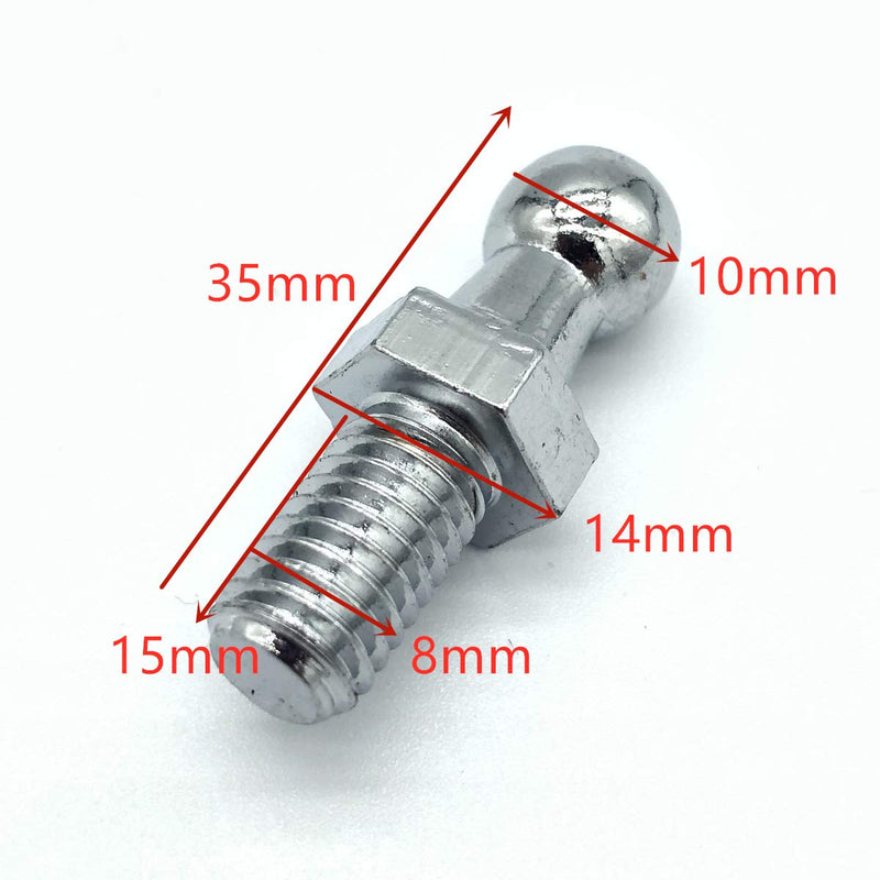 Qty 5 10mm Ball Studs with Hardware M8 Pin Bolt End Fittings 5/16-18 Thread x 1/2" Long Shank for Gas Lift Support Strut Ended Bonnet Fittings (Black, M8 Screw 5pcs) Black