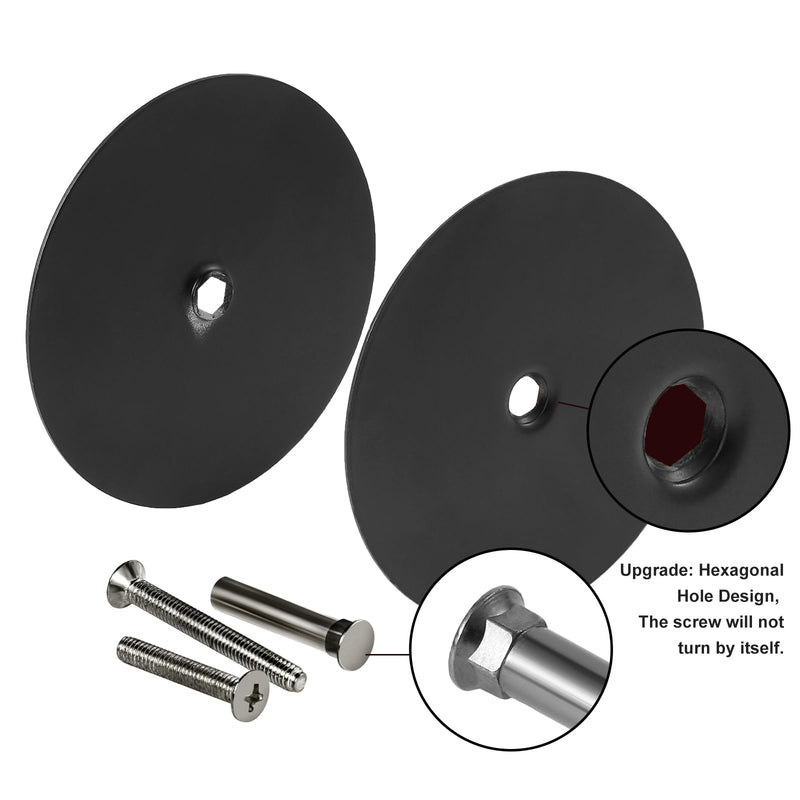 1 Pack Door Knob Hole Cover Plate Matte Black Deadbolt Cover Plate 2 5/8" Diameter Round Door Hole Filler Plate, 1" and 1.5" Screws, Repair Locks and Doors Hole for Home Security