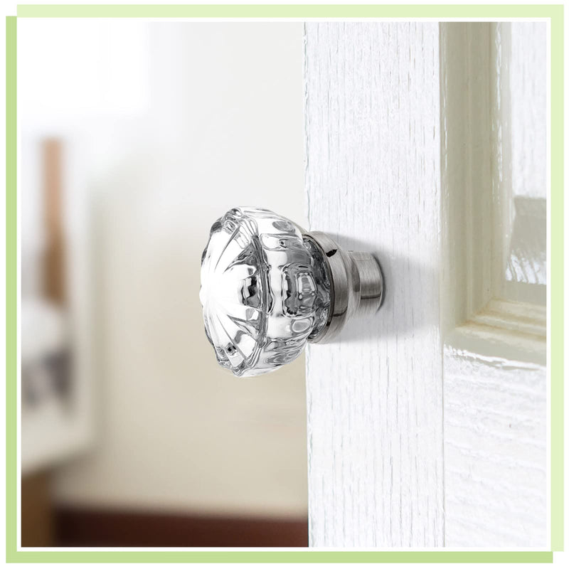 4 Set Crystal Door Knobs Mortise Style Fluted Glass Door Knobs Antique Door Knobs with Spindle Antique Doorknobs for Interior Doors (Chrome) Chrome 4