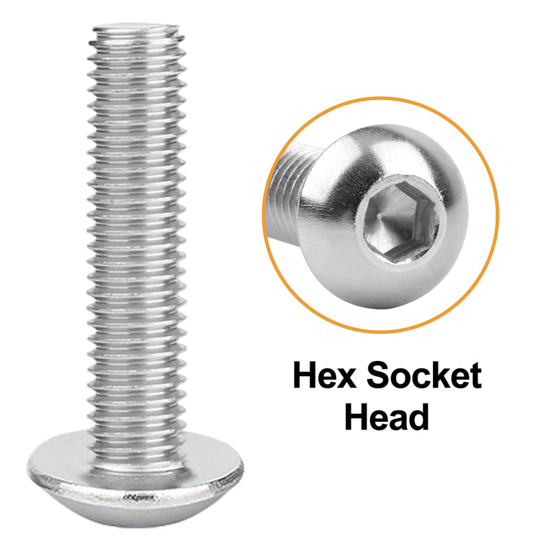 M8-1.25 x 16/20/25/30/40mm Button Head Socket Cap Screws VIGRUE 135PCS M8 Allen Hex Drive Screws Nuts Washers Assortment Kit 18-8 Stainless Steel 304, Bright Finish, Fully Threaded M8-1.25