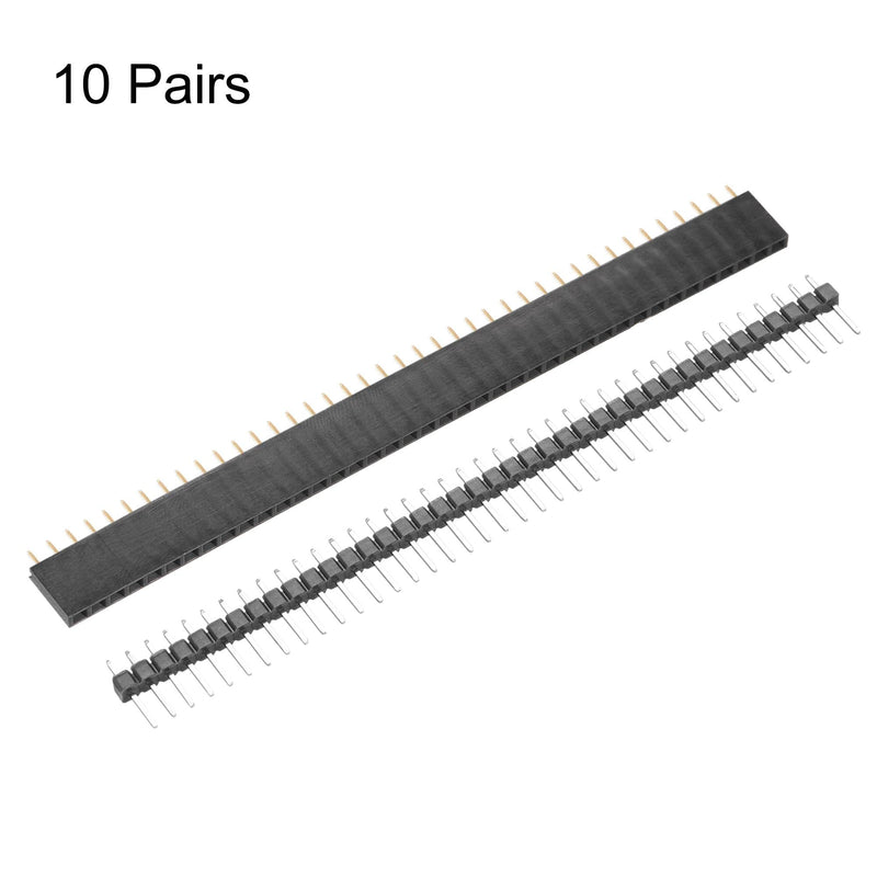 uxcell 10 Pair Male and Female Pin Header,40 Pin 2.54mm Straight Single Row Breakable Header Connector PCB Pin Strip