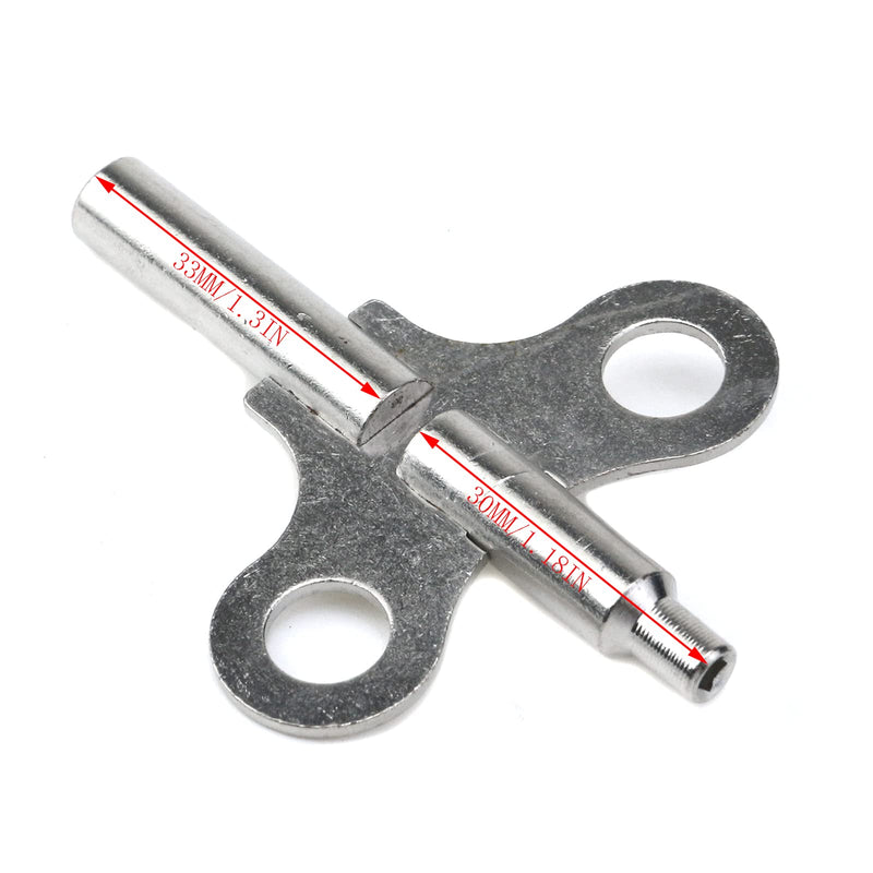 Double-Ended Clock Key Metal Winder Key Silver Wall Clock Accessories for Wooden Clock Watch Bracket Clock (4.4MM/2.2MM)