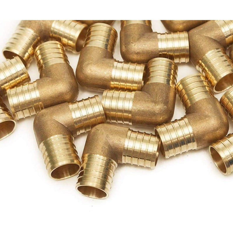 1/2 Inch PEX 90 Degree Elbow Connector Fitting Crimp Brass for PEX Pipe Tubing, No Lead 5 in Pack
