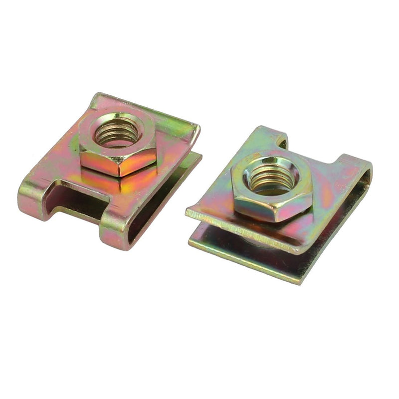 uxcell 20pcs Spring Steel Speed Fastener U Nut Clip Brass Tone for M6 Screw