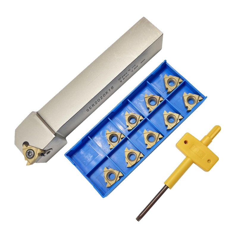 Lathe Tool Threading Solution: SER2020K16 Turning Tool Holder with Indexable Lathe Tool Threading Insert 16ER AG60 for Efficient Lathe Thread Cutting (Alloy Spring Steel 60Si2Mn) Alloy Spring Steel 60Si2Mn