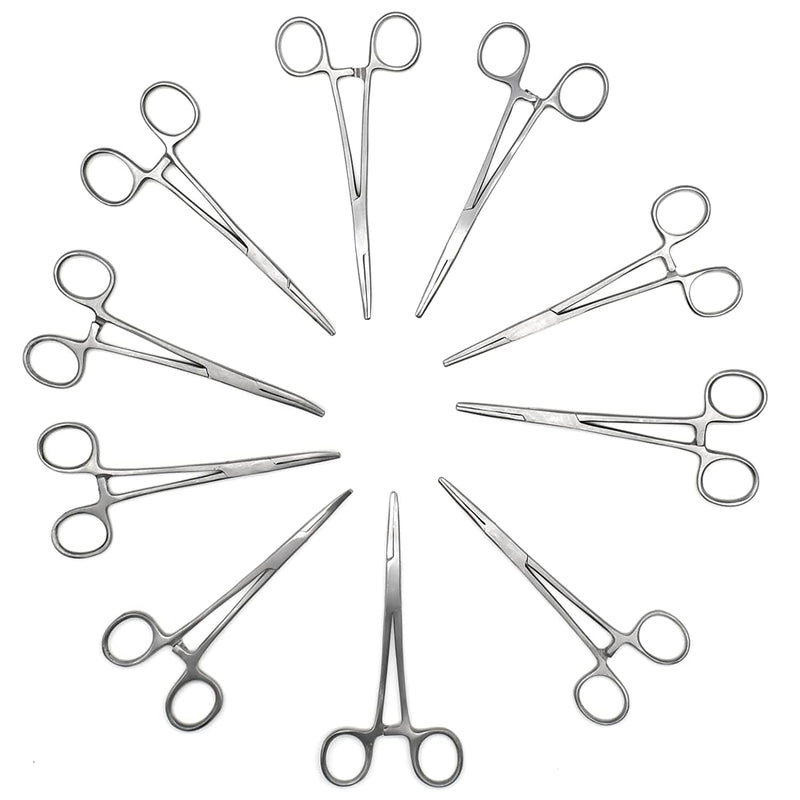 OdontoMed2011® 10 Assorted Kelly Locking HEMOSTAT Forceps 5.5" ODM (Silver) Silver