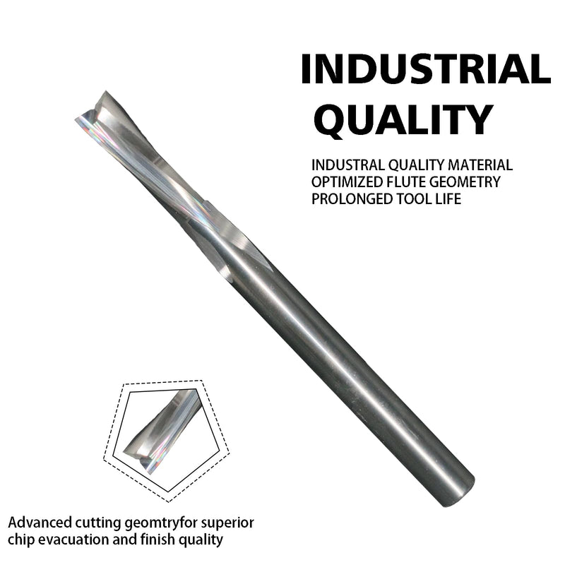 2 Flutes Down Cut Low Helix Spiral Router Bit Solid Carbide CNC end Mill 2 Pieces 1/4 inch Shank 13/16 Cutting Diameter 3 inch Overall Length LHD02 (2) 2PCS 13/16D*1/4SHK*3OVL downcut