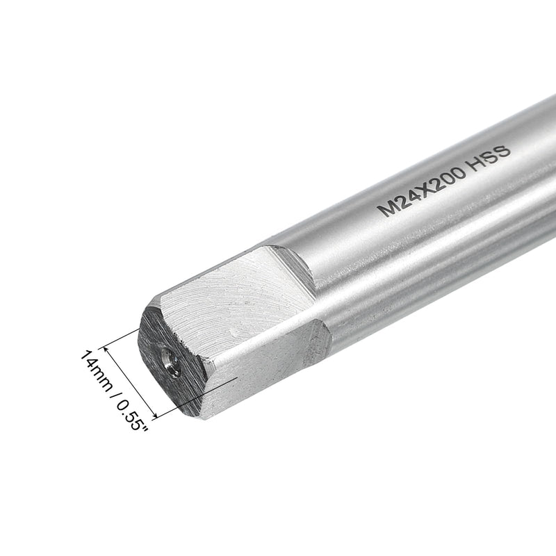 uxcell Metric Thread Tap M24 x 3 H2 200mm Extra Long Straight Flute Screw Thread Milling Machine Taps Threading Tapping Repair Tool M24 x 3 x 200mm