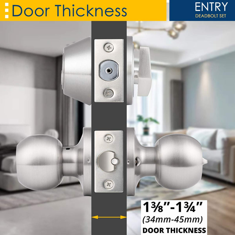 home improvement direct 3 Pack Keyed Alike Entry Door Knobs and Single Cylinder Deadbolt Lock Combo Set Security for Entrance and Front Door with Classic Satin Nickel Finish Satin Nickle