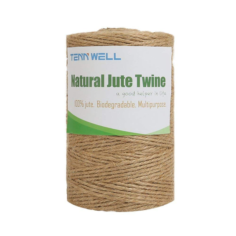 Tenn Well Natural Jute Twine, 500 Feet Long Brown Twine String Rope for Crafts, Gift Wrapping, Gardening, Bouquets, Holiday Decorations 2MM x 500FT