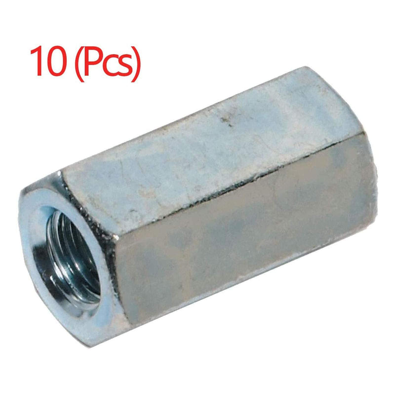 10 Pcs M6 x 1 x 18mm Long Rod Coupling Hex Nut Connector Zinc Plated Joint Nut Industrial Construction Fasteners M6x1x18mm(Hex)