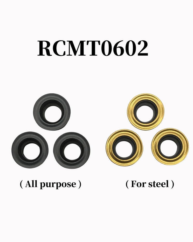 3/8",1/2" CNC Face Milling Turning Lathe Tool Holder SRACR1010/1212H06 with10pcs RCMT0602MO (R3) Carbide Turning Inserts Round milling Inserts (R3 Inserts with 2pcs Holders) R3 inserts with 2pcs holders