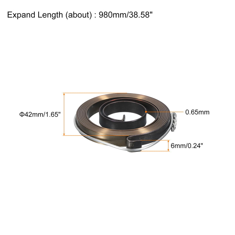 uxcell Drill Press Spring Drill Press Quill Feed Return Coil Spring Assembly Spring Steel Chemical Blackening Finish 980mm Expand Long 42 x 6 x 0.65mm 3 Pcs