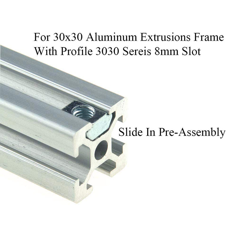T Nuts Tee Sliding Slot Nuts 30 Series M6 Threaded Slide in Pre-Assembly for 30x30 Aluminum Extrusions Frame with Profile 3030 Sereis 8mm Slot for CNC Router Build Rail 3D Printer 24pcs 30Series M6-24Pack