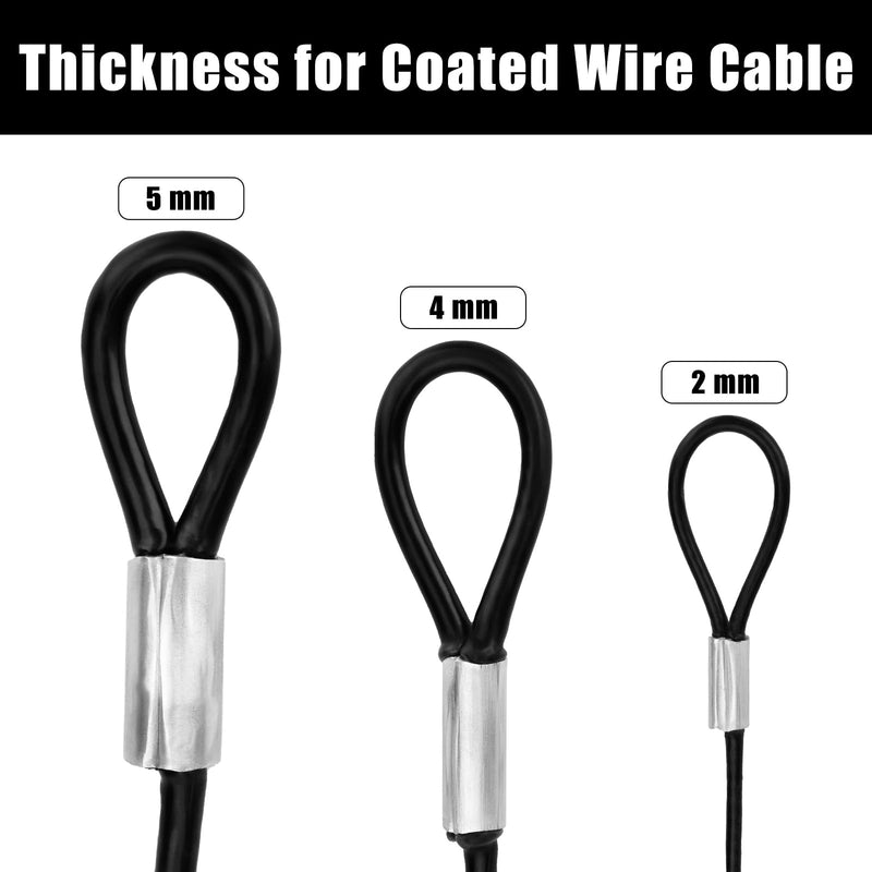 4 Pcs Stainless Steel Wire Cable with Loops 20 Inch Vinyl Coated Wire Rope Long Rope Lanyard Lock Safety Chains for Outdoor Travel Home Hanging, 4 mm Thickness 4mm Thickness,20 Inches Length 4 Pcs Black
