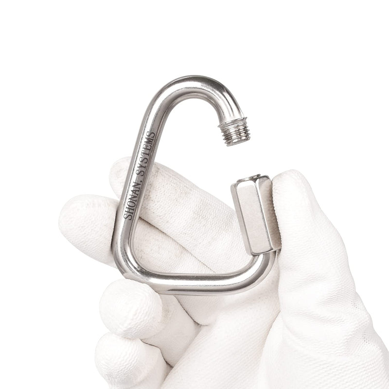 SHONAN 2.9 Inch Delta Quick Link Large Stainless Steel Triangle Quick Links Heavy Duty Triangle Carabiners Marine Grade, 2 Pack, 1535 Lbs Capacity 2.9 Inch, 2 Pack(Marine Grade)