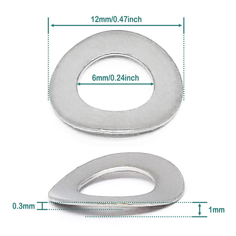 100pcs Wave Spring Lock Washer Assortment Kit,304 Stainless Steel Springs,Curved Spring Washers Springs Gaskets,M6 M6