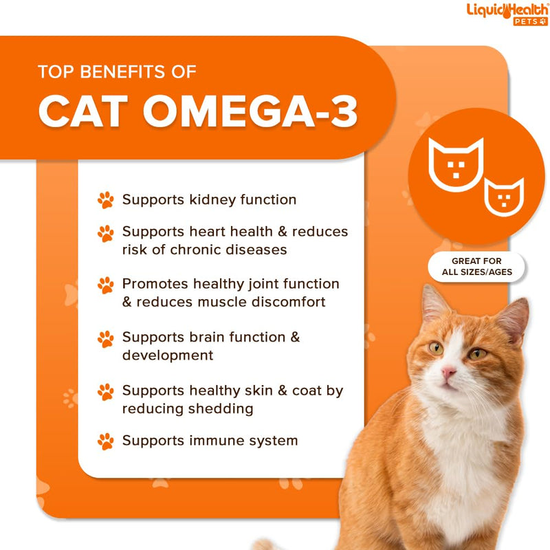Liquid Health Pets Wild Caught Omega 3 Fish Oil for Cats - Liquid Omega 3 Supplement for Cats with EPA+DPA+DHA - Reduce Itching, Support Joint, Immunity, Brain, Heart Health - Made in the USA (2 Pack) 2 Pack