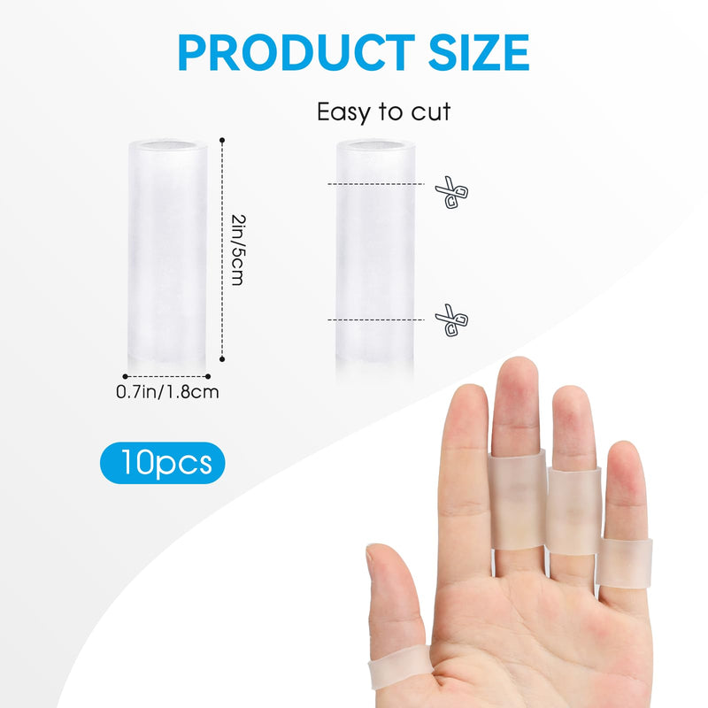 10 Pcs Finger Sleeves Protectors Silicone Finger Protectors Silicone Finger Sleeve Finger Covers Cushions and Protects Gel Rubber Finger Shields Provide Relief for Cracked Finger Transparent