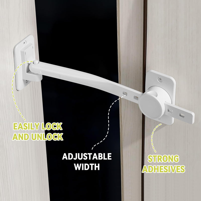 CLYMENE Door Stopper and Latch for Cats, Extra Large Adjustable Cat Door Holder Latch - Keeps Dogs Out of Litter Box & Feeding Area – Tool-Free Installation, White