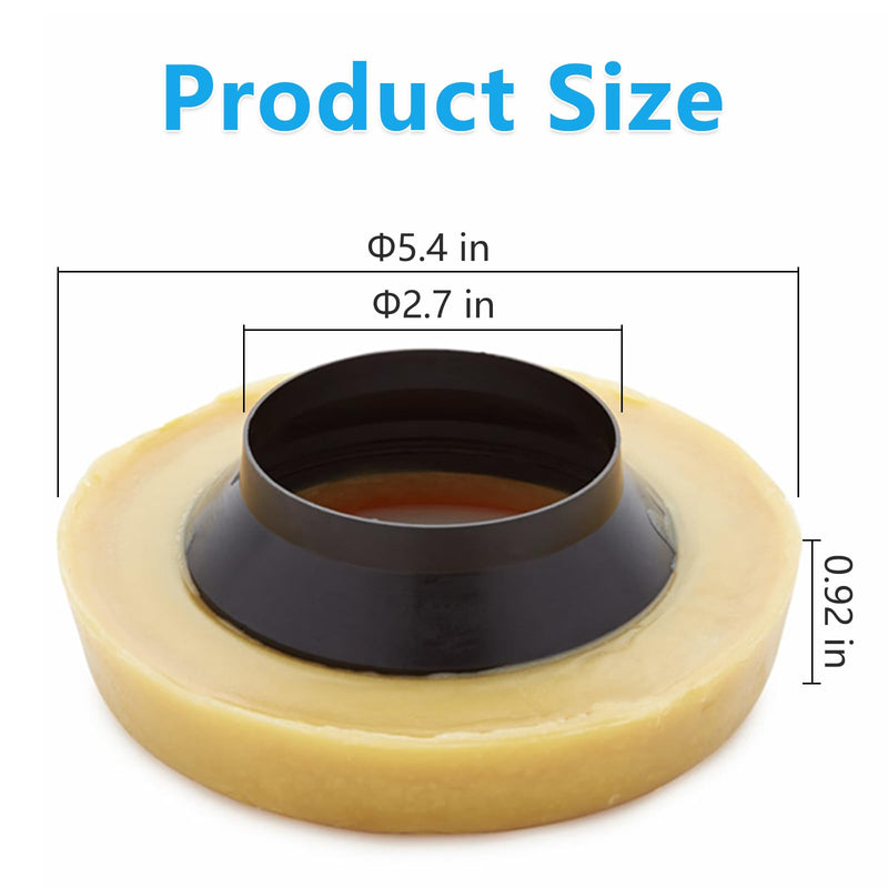 Toilet Wax Ring Replacement Kit, Wax Ring for Toilet Base with Brass Bolt for 3-Inch or 4-Inch Floor-Mounted Toilet Drain Pipe 0.92In/ 1 Pack