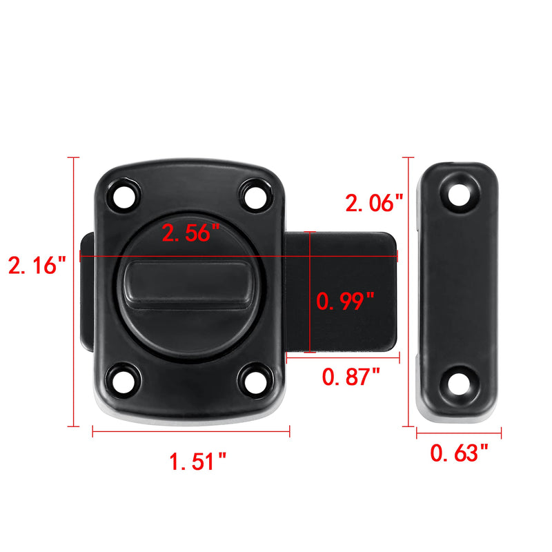2 Packs Rotate Bolt Latch Gate Latches Safety Door Lock,Pet Door Lock, Cabinet Furniture,Windows,Bathroom，Antique Lock Gate Latches Wine Cabinet Closet Door Latches (Black_2 Pack) Black_2 Pack