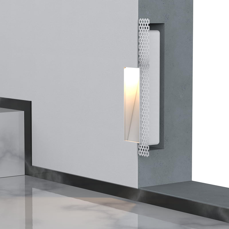 SCON LED Recessed Trimless Step Light,White Indoor Skirting Wall Light,Rectangle Invisible Stair Light,for Hallway/Bedroom/Dining Room/Stairway/2W/3000K/NODIM White 2W-3000K