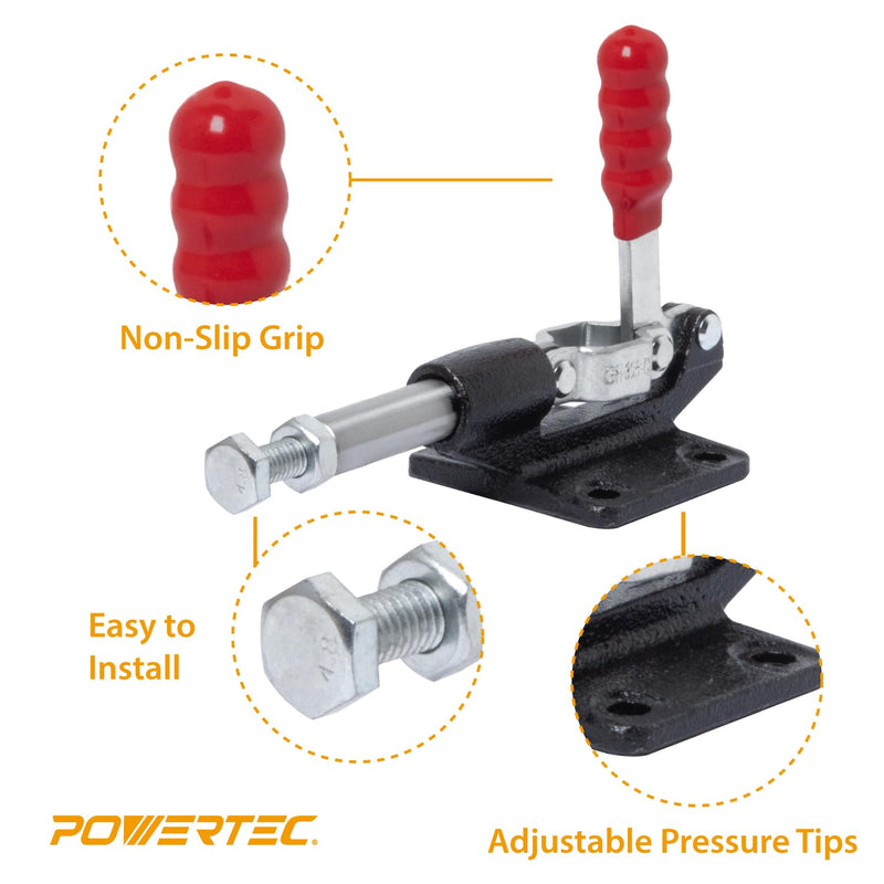 POWERTEC 1PK Toggle Clamp, 500lbs Holding Capacity, 305CM Quick Release Push Pull Clamp for Woodworking Jigs and Fixtures, Pocket Hole Jigs, Welding, CNC (20318) 305CM, 1PK