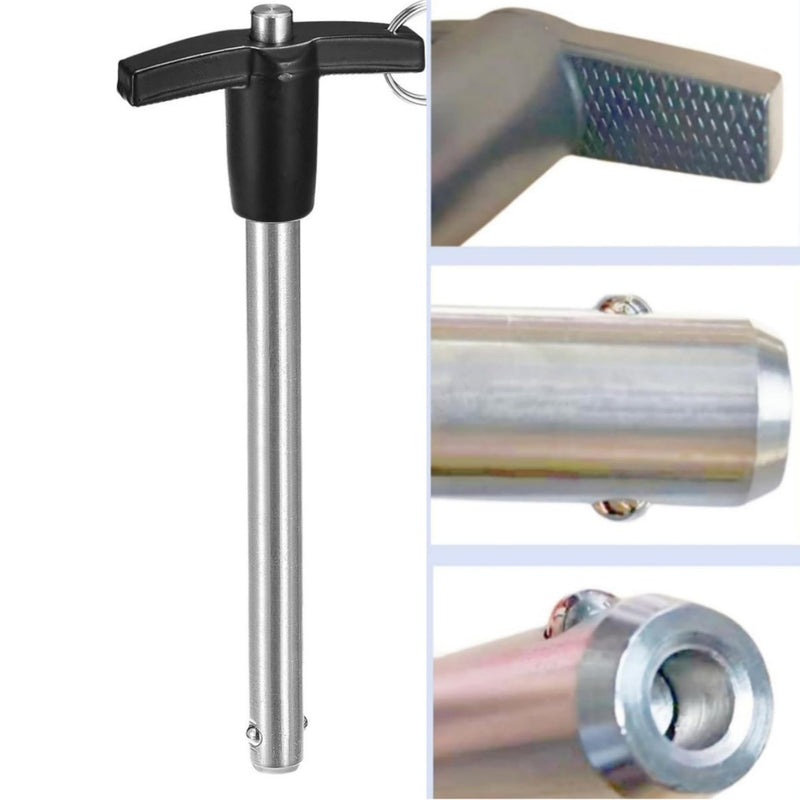 1PC T Handle Lock Pins Stainless Steel 304 Push-Button Quick Release Pin, Pin Dia 5/8in(16MM). Clamping Length 31/6in(80mm with Lanyard Cable (1) 1