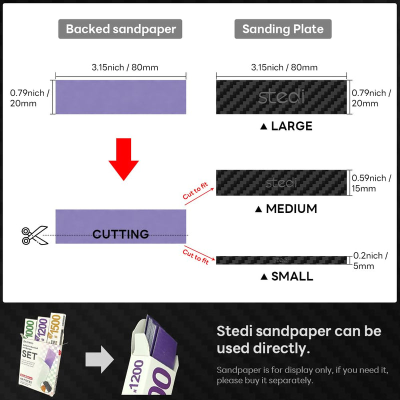 stedi Carbon Fiber Sanding Sticks, Hobby Model Tools, 7-Piece Set (3"×0.6",3"×0.4",3"×0.2" and 4 Detail Sanding Boards) Professional Sanding Sticks for Sticky Sandpaper Carbon plate for sandpaper