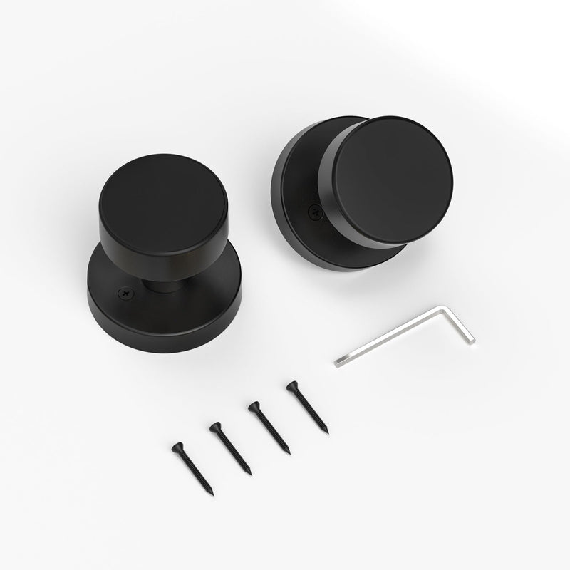 2 Pack Matte Black Dummy Door Knob Interior, Black Door Knobs for Bifold and Closet Doors, Heavy Duty Round Modern Door Handle 2 Pack Dummy