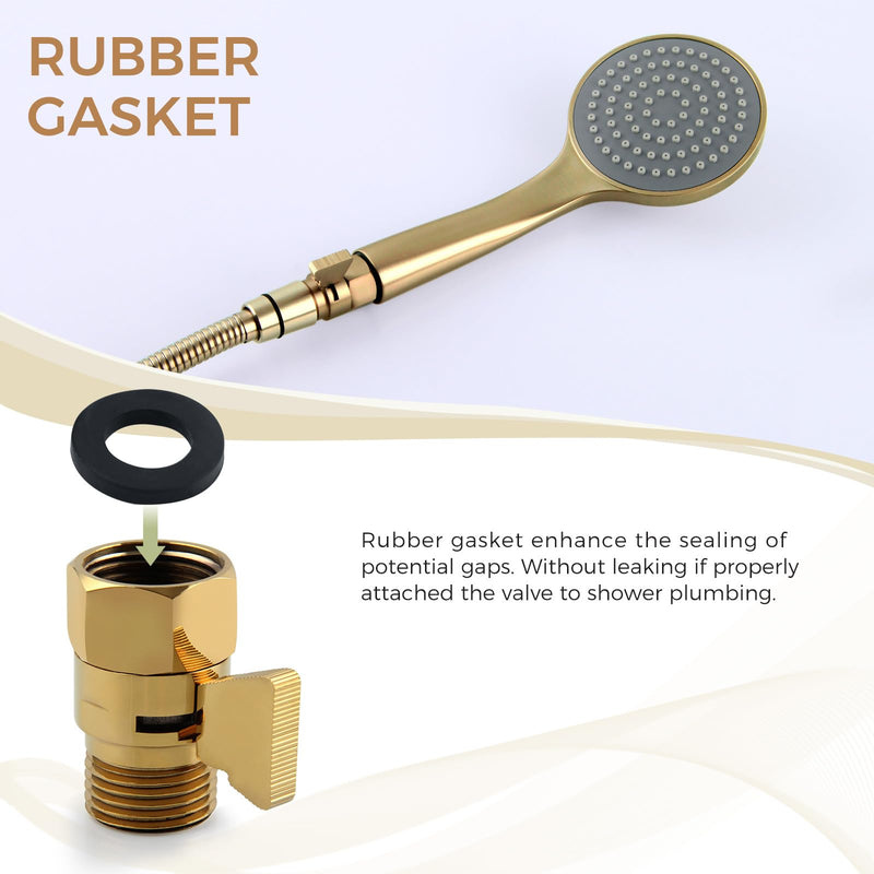Aomasi Shower Flow Control Valve, Brass Water Restrictor for Shower Head, Titanium Gold