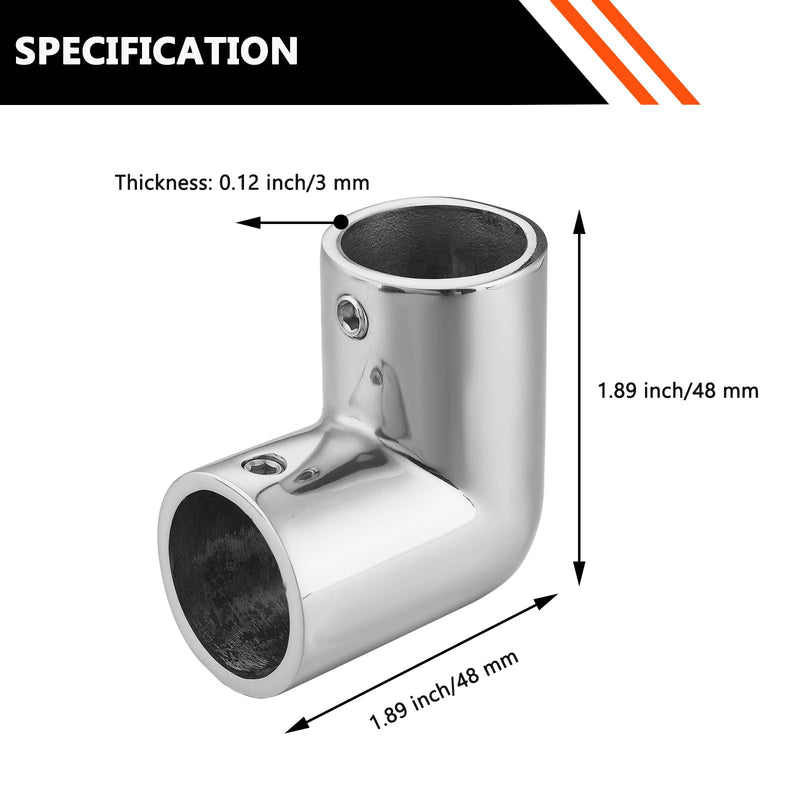 Boat Handrail Fitting Elbow, 316 Stainless Steel Marine-Grade 90 Degree 2-Way Pipe Fitting for OD Tube, Mirror-Polished Heavy-Duty Pipe Connector for Yacht Deck Railing(2 Pack) 7/8 inch(22 mm)