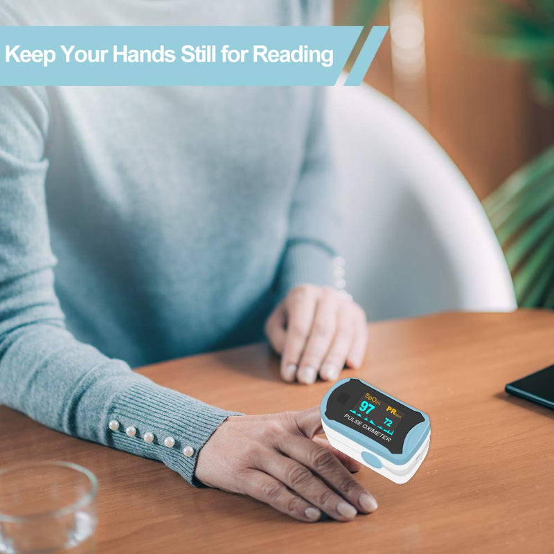 Easy@Home Fingertip Pulse Oximeter: SpO2 Blood Oxygen Saturation Meter and Heart Rate Monitor - Portable OLED Rotatable Display with Batteries Included Lanyard -EHP029