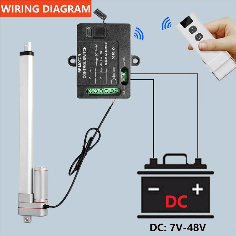 Forward Reverse Remote Control Switch,DC7V-48V 10A Switch,Linear Actuator 12V Remote Switch,328 Ft Remote Range,for Linear Actuators,Motors,Winch Electromagnetic (with Instantaneous Function) 7-48V White 1