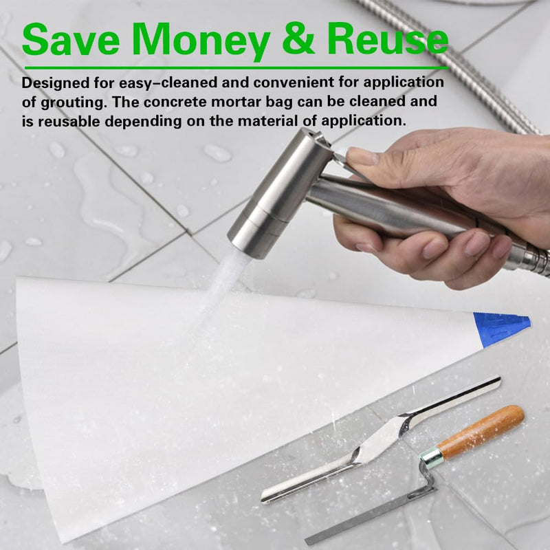3 Pack Tile Grout Masonry Mortar Bag, 12" by 24" Heavy Duty Tear Resistant Puncture Tip Cement Sealer Bag, Mortar Bag Masonry, Grout Bag for Tile Installation, Grouting Bag (12x24 inch, Blue)