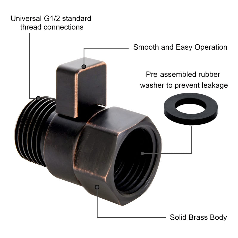 BRIGHT SHOWERS Water Flow Control Valve, Brass Shower Head Water Valve with Handle Lever, Flow Regulator Water-Saver Volume, Oil-Rubbed Bronze Oil Rubbed Bronze
