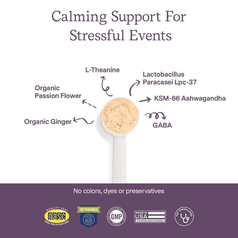 Fera Pet Organics Calming Supplement for Dogs & Cats - Vet Created - GABA & Ashwagandha Supplements Help Cat & Dog Stress or Hyperactivity -60 Scoops - PawsPlanet Australia