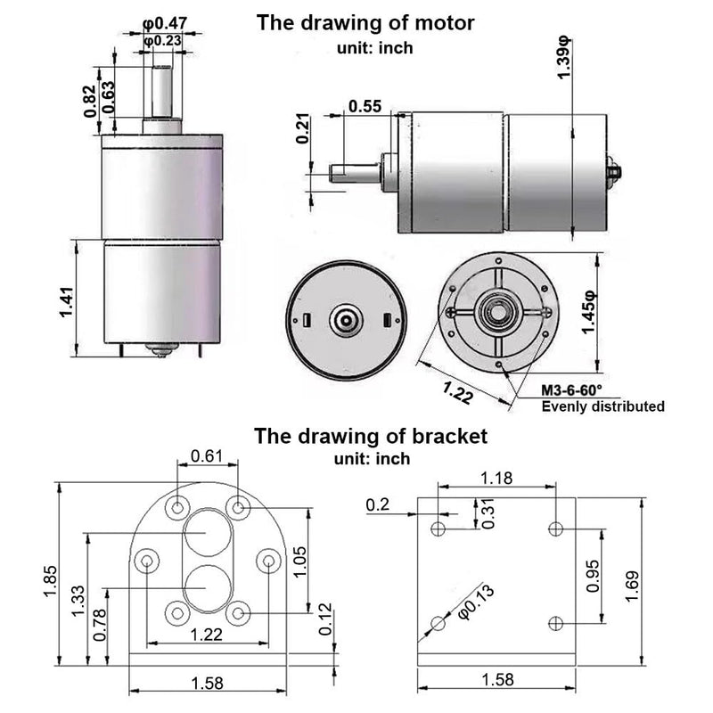 Bringsmart Micro DC 12V 30rpm Geared Motor with Bracket 37mm Diameter Gearbox Centric Ouput Shaft Gear MotorLarge Torque Reduction Motor