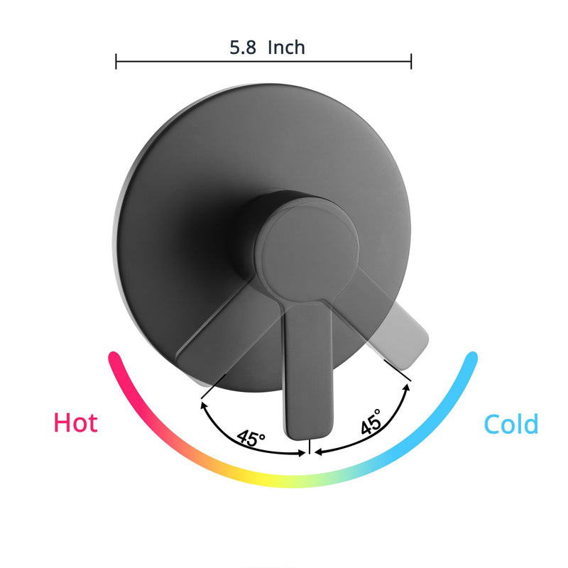 Shower Valve Handle Bathroom Shower Mixer Valve Kit, Wall Mount Rough-in Tub Shower Control Valves Round 1 Way Single Function, Female Thread, Matte Black 1 Way Female Thread