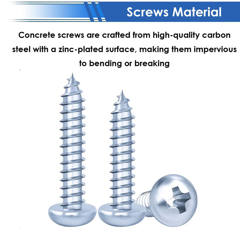 smseace 182PCS Concrete Anchors and Screws Kit, 90PCS Concrete Wall Anchors, 90PCS Self Tapping Concrete Screws and 2PCS Drill Bit Conical Concrete Wall Anchors and Screws