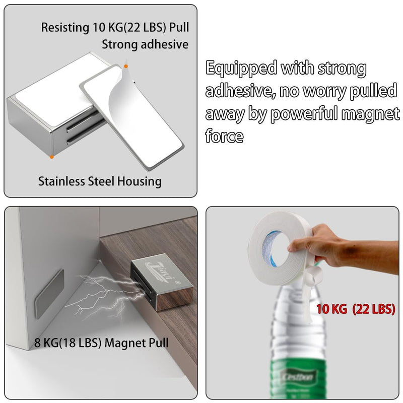 Magnetic Cabinet Catches Adhesive Jiayi 4 Pack Cabinet Magnetic Latch Cabinet Door Magnet Stainless Steel Kitchen Magnetic Door Latch for Cupboard Magnetic Closure Closet Door Closing for Drawer Small- 4 Pack Silver - NewNest Australia