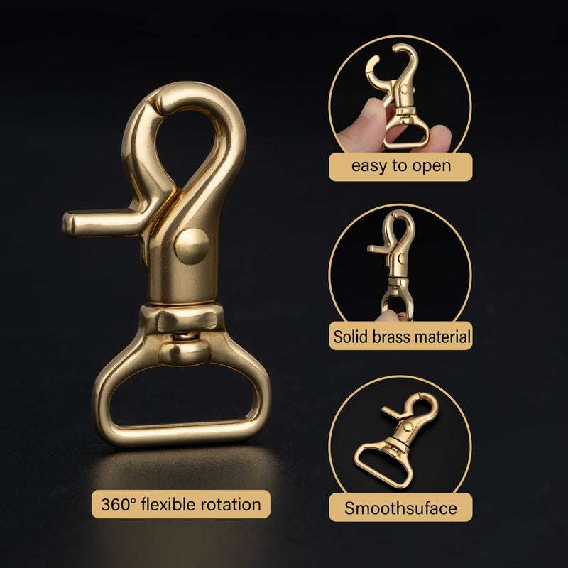 WUTA Solid Brass Trigger Snap Hooks Lobster Clasps Swivel Trigger Snap Hooks for Straps Bags Belting Leathercraft Heavy Duty Clips 5PCS 6# 50*25mm inner
