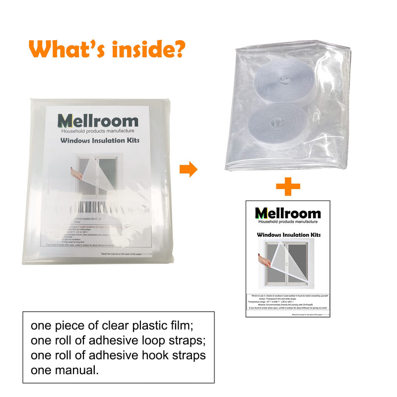 Adjustable Window Insulation Kit 47inX63in(120X160cm) for Winter Keep Cold Out,cuttable Transparent Film 180㎛ Thickness,Easy to Open for Ventilation,Reusable Plastic Window wrap 47"X63" (120X160cm)